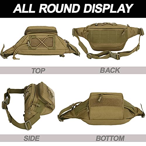 Meprona Tactical Fanny Pack 1 Pack Black Military Waist Bag Outdoor Utility
