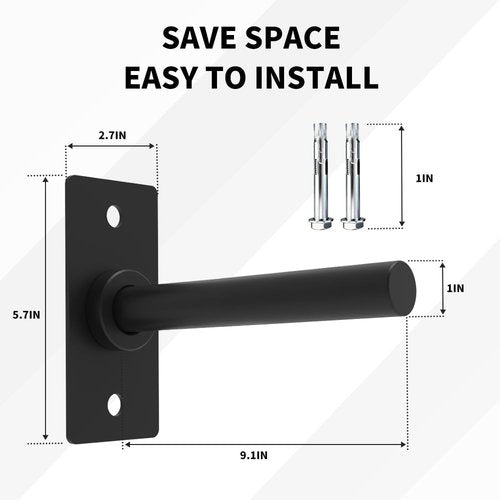 2 Pack Wall Mounted Weight Plate Holder for 1" Weight Plates, Steel Bumper Plate Storage Rack with Screws and Thick Pad, Space Saving Holder for Home Gym,Max Weight Capacity 300 LBS