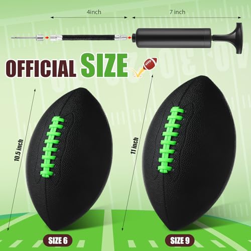 Official Size Composite Leather Footballs Set with Pump - 12 Pack for Training & Recreation