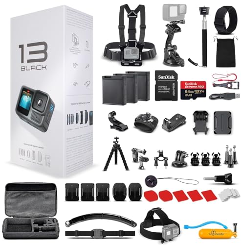 Action Camera HERO13 Black with Accessory Kit, Extra Batteries & 64GB Card