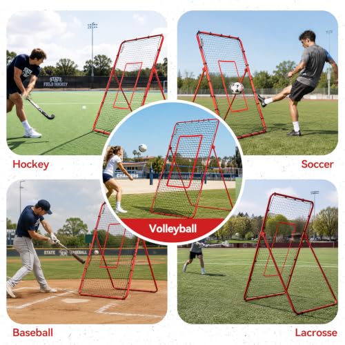 Adjustable Volleyball Rebounder Net - 4x7FT Training Equipment for Multi-Sport Practice
