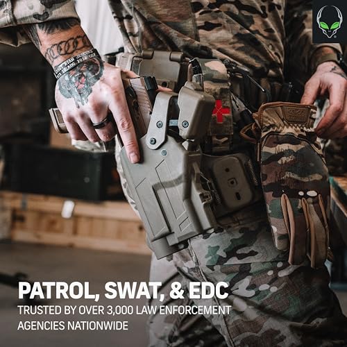 Alien Gear Rapid Force Level 3 Duty Holster for 17/19/19X/23/44/45/47 with Compact Light - Right Hand, Optic Ready