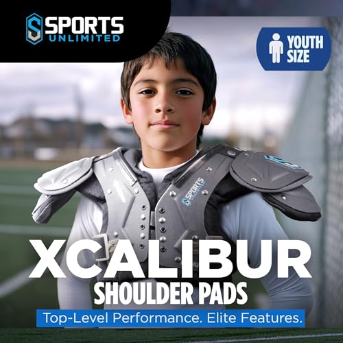 Sports Unlimited Youth Football Shoulder Pads Small Black - Arch Cut Design for All Positions