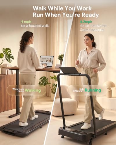 UREVO Smart Incline Treadmill Walking Pad - Green, AI App Controlled, 11% Incline, Portable Compact Fitness Equipment