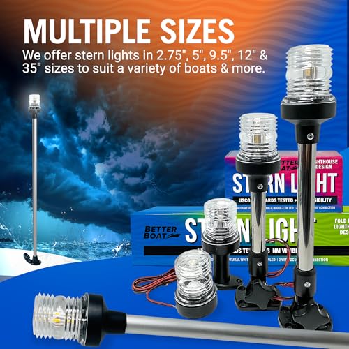 Better Boat 35-Inch LED Anchor Light Pole - USCG Compliant Marine Stern Light