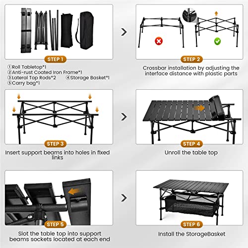Lightweight Aluminum Folding Camping Table 37x22 Inches Portable Outdoor Dining & Picnic