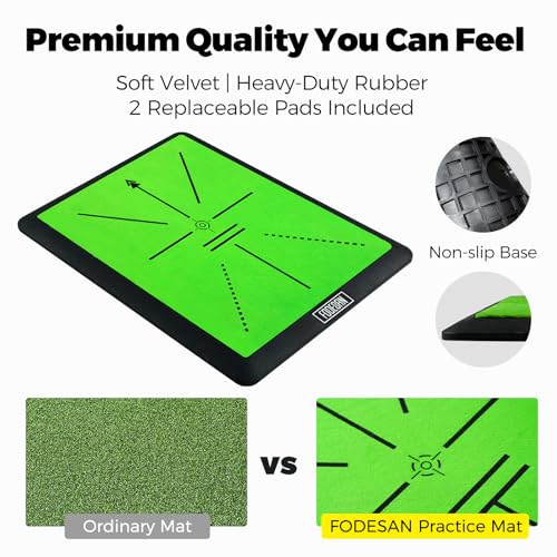 Golf Hitting Mat with Swing Path Feedback – Indoor/Outdoor Practice Trainer – Gift for Golfers