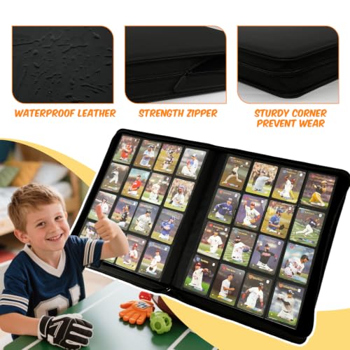 Black 4-Pocket Card Binder for 1024 Trading Cards - Side Loading Album with PU Cover