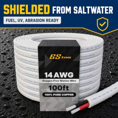 GS Power 14 AWG Duplex Marine Wire - 100 Ft Tinned Copper Boat Wiring - Variation of 14 AWG 100 Ft