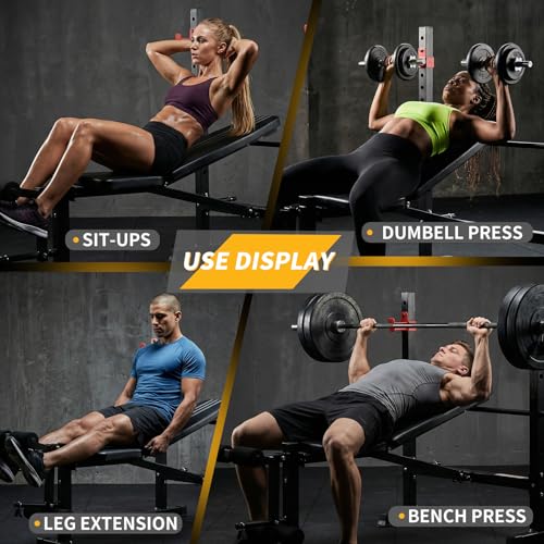 NEWBULIG Adjustable Weight Bench Set - Foldable Heavy Duty 650LBS Black