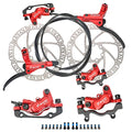JFOYH ZM3000 Red 4-Piston Hydraulic Disc Brake Set for Mountain Bike, Front & Rear with 160mm Rotors, Pre-Bled with Left-Front & Right-Rear Levers