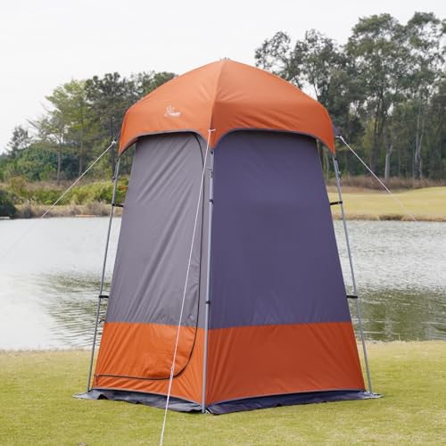 Portable Outdoor Shower Tent Privacy Changing Room Gray Orange - Camping Shelter