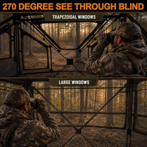 See-Through Hunting Blind with Adjustable Windows & Large Door - Ground Deer Blind