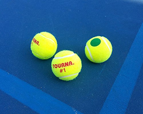 Tourna 12 Pack Green Dot Tennis Balls - Lower Bounce, USTA Approved