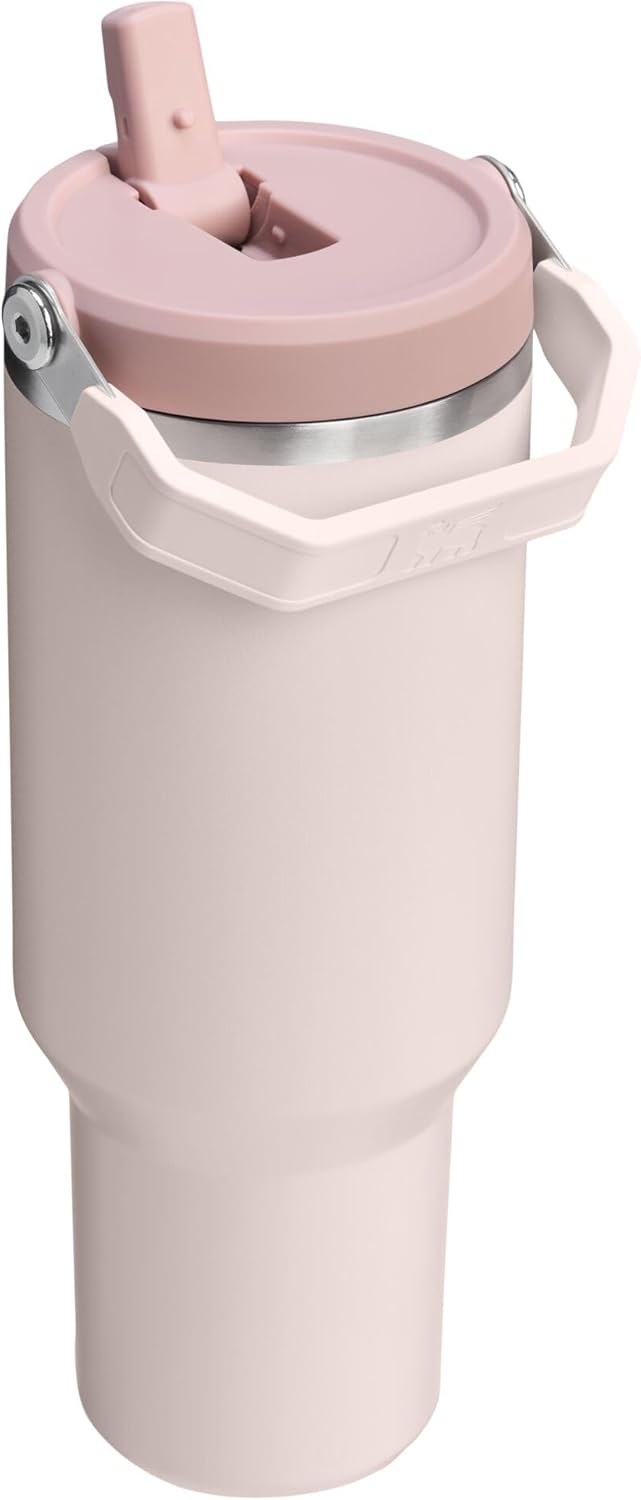 STANLEY IceFlow 2.0 Tumbler - 40 oz Insulated Stainless Steel Water Bottle | Leak Resistant | Rose Quartz