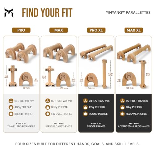 Kensui YinYang Magnetic Wooden Push Up Bars PRO XL - Calisthenics Handles