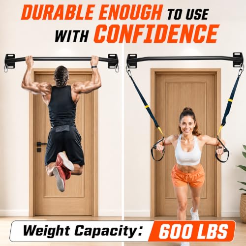 HWOOUSA Black Wall Mounted Heavy Duty Pull Up Bar Supports 600 Lbs for Home & Garage
