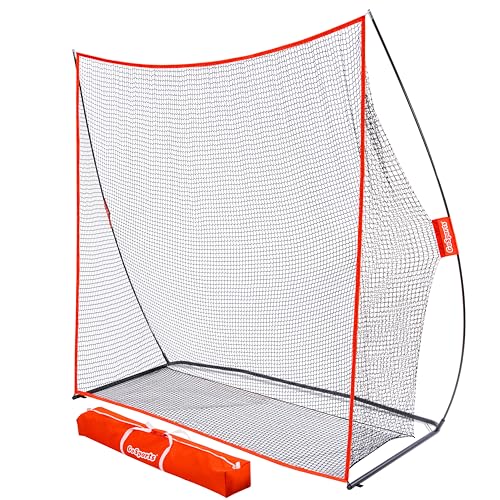 GoSports 7'x7' Golf Practice Net - Red, Portable Indoor/Outdoor Hitting