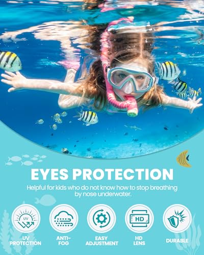 Kids Swim Goggles with Soft Nose Cover, Anti-Fog, Wide View - Blue