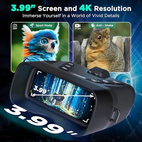 WASOCA Compact 4K Night Vision Goggles with 58MP Photos, 1968ft Range, 64GB, Rechargeable Battery