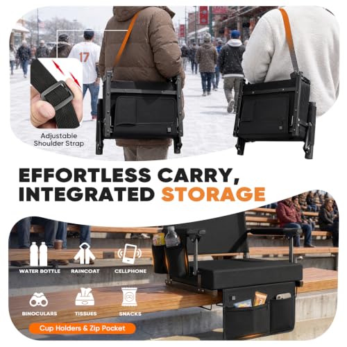 Sekey Heated Stadium Seat Cushion with Back Support & Armrests - Carbon Black Variation 1