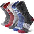 Welwoos Merino Wool Thermal Hiking Socks Large Assorted Square Stripes - Warm Moisture Wicking Outdoor Socks for Men & Women