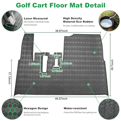 LEAPGOMAX Black Golf Cart Floor Mat for Yamaha G29 Drive & Adventurer 2007-2016