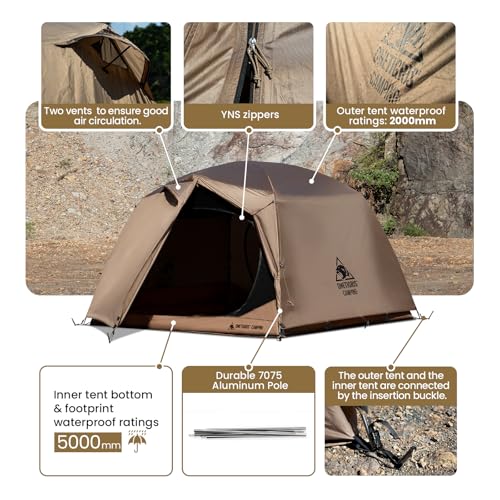 4 Person Camping Tent Waterproof 3-Season Family Shelter Easy Setup