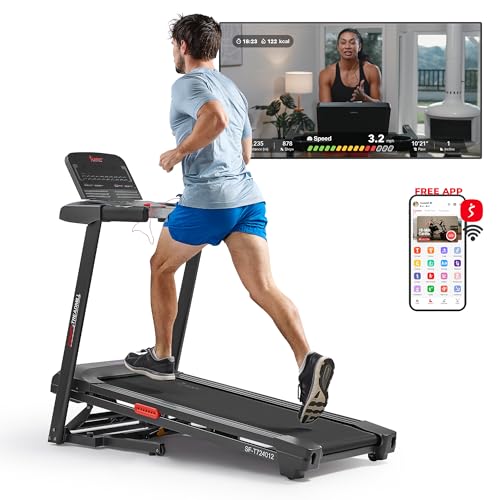 Smart Wi-Fi Treadmill with Auto Incline & Shock Absorption - Sunny Health & Fitness