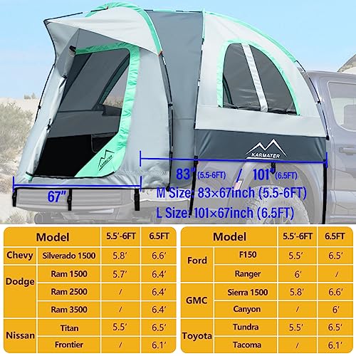 Blue Truck Bed Tent for 5.5-6.5 Ft Bed Waterproof Camping Shelter