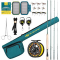 Emerald Green SF 9' 7WT Fly Fishing Rod Combo with Reel & Accessories, Ambidextrous
