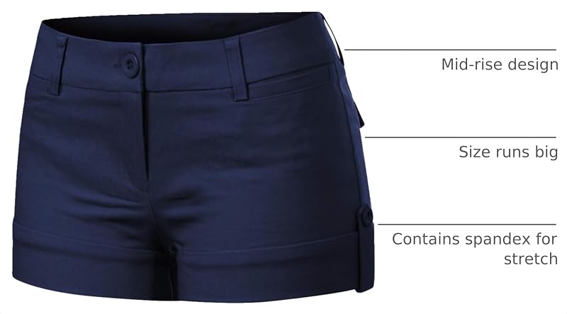 Design by Olivia Women's Stretch Cuffed Shorts - Navy, Medium