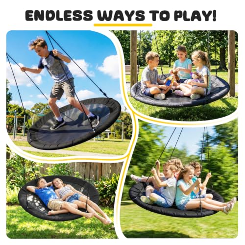 Trekassy 48-Inch Black Saucer Tree Swing for Kids & Adults, 700lbs Capacity