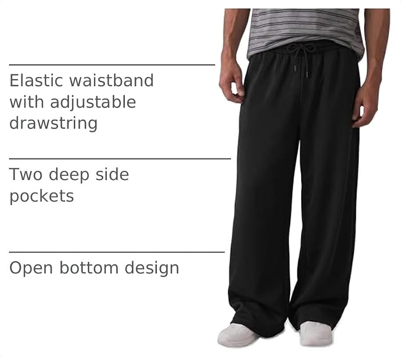 Men's Baggy Sweatpants in Cotton-Blend - Black, Size Medium
