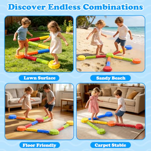Yinzzixixy 15 Pack Balance Beams for Kids Ages 3-5 Non-Slip Toddler Obstacle Course Toy