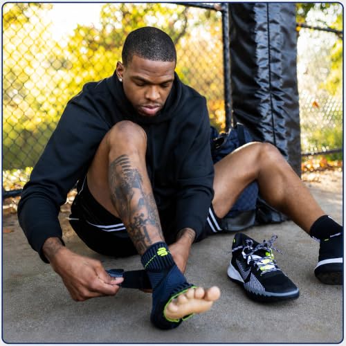 Sports Ankle Support Brace with Figure-8 Taping Strap - Medium/Right, Black