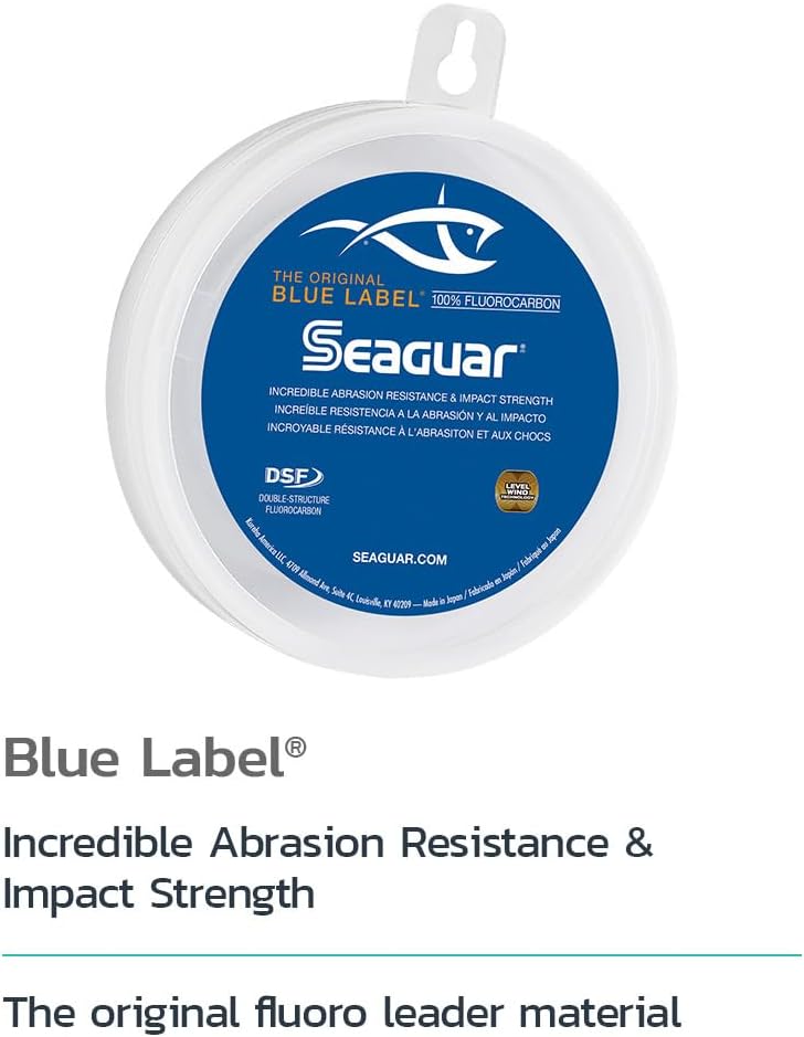 Seaguar Blue Label Fishing Leader Line - 100% Fluorocarbon, Clear, Available in Multiple Sizes