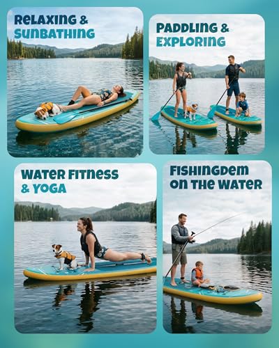 Signstek Green Extra Wide Inflatable Stand Up Paddle Board - Stable, Durable & Portable