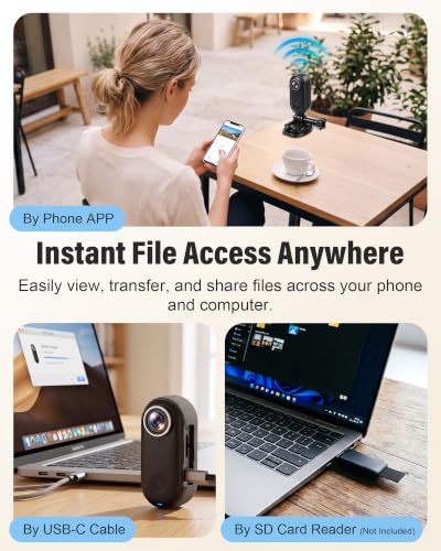 4K Mini Body Camera with Wide-Angle Lens, Wearable POV Vlogging Camera