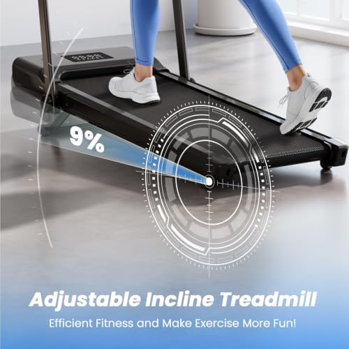 Lacuffy AS03 Jet Black Folding Under Desk Treadmill with 3.0HP Quiet Motor
