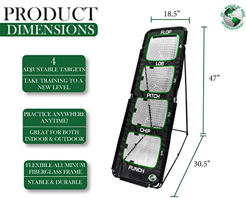 Golf Chipping Net with Adjustable Targets - 54 x 38 x 20 Inches Black