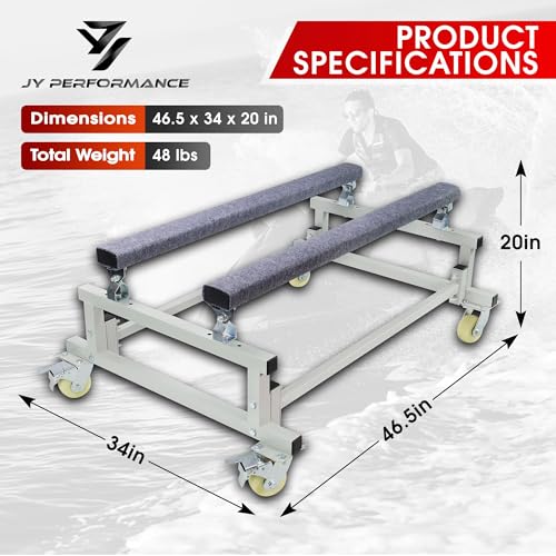 Heavy Duty Jet Ski Dolly Cart with Adjustable Carpeted Bunks for Watercraft Transport