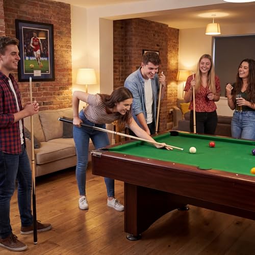 Wettarn 58 Inch Hardwood Pool Cues Set 12 Oz 13mm Tips Black, 8 Pack