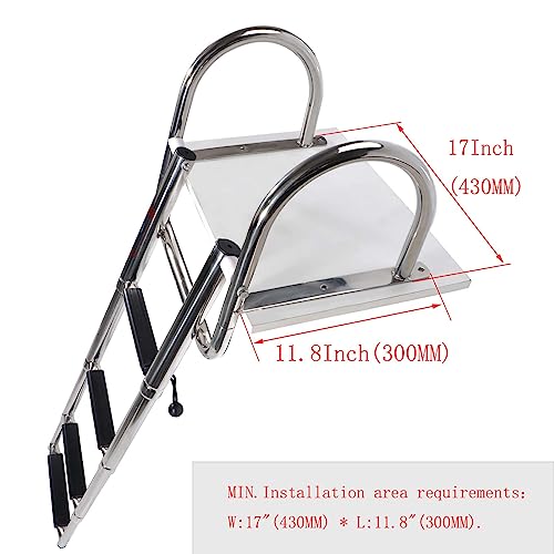 COC-LF 4-Step Stainless Steel Boat Ladder, Folding Telescoping Rear Entry, Heavy Duty