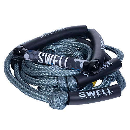 Pro Wakesurf Rope 24' with 3 Removable Sections and Soft Handle - Grey