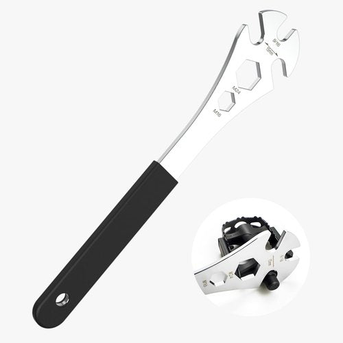 Professional Bike Pedal Wrench, Cr-V Steel + Ni-Cr Plating Super Hard Bicycle Pedal Removal Tool, 13in/33cm Extra Long Handle Bicycle Pedal Wrench with Rubber Grip for Road Mountain Bikes
