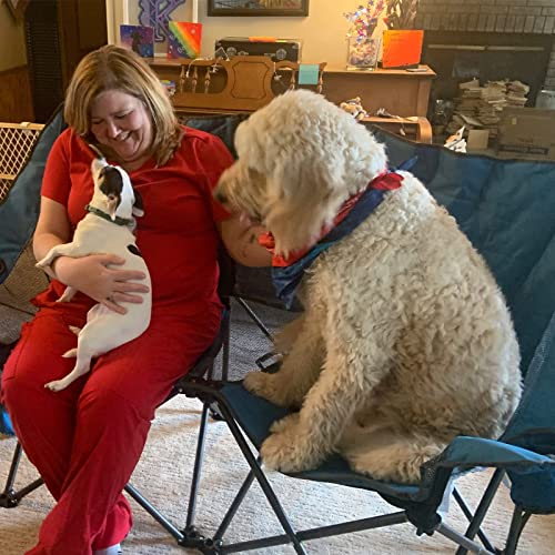 Oversized Double Camping Chair Loveseat for Adults, Blue, Non-Heating