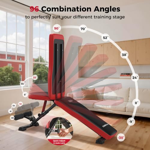 FLYBIRD C-FB299 Adjustable Weight Bench for Full Body Home Gym, Incline Flat Decline