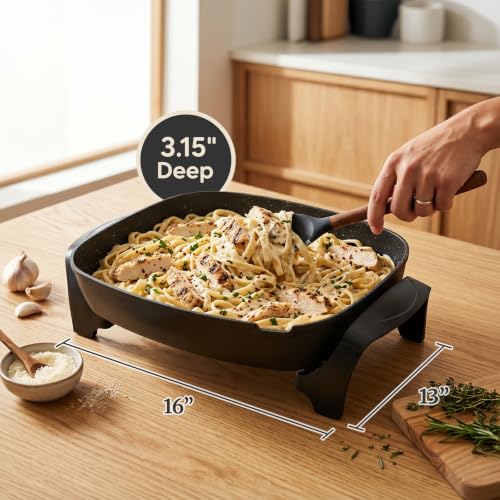 Elite Gourmet 10.5 Qt Nonstick Electric Skillet - Extra-Deep 16x13 Inch