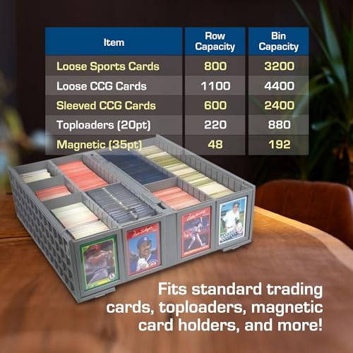 BCW 4 Pack Collectible Card Storage Bins Holds 3,200 Cards Stackable Grey